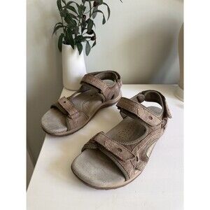 Earth Origins Women’s Brown Suede Comfort Active Sandals Adjustable Size 9